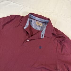 Ariat Wrinkle Free Polo Shirt Performance Mens Size Large Maroon Short Sleeve